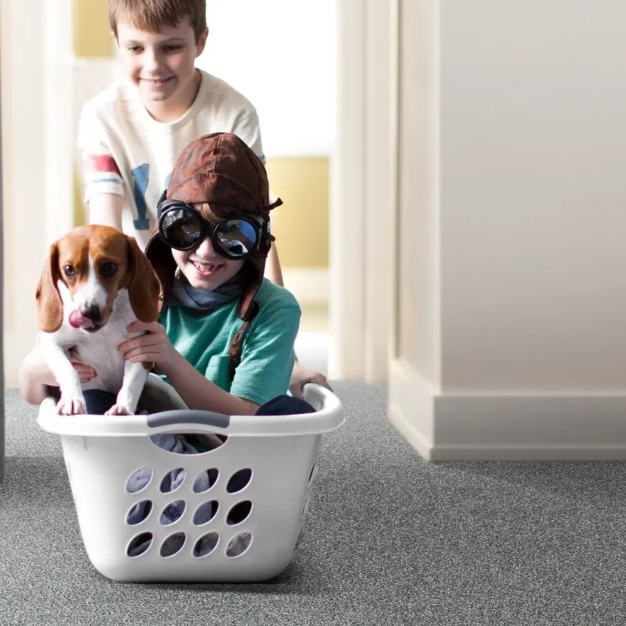 Bellera-E9643-Points-of-Color-00401-Slate Children's playing on Carpet | Roberts Carpet & Fine Floors