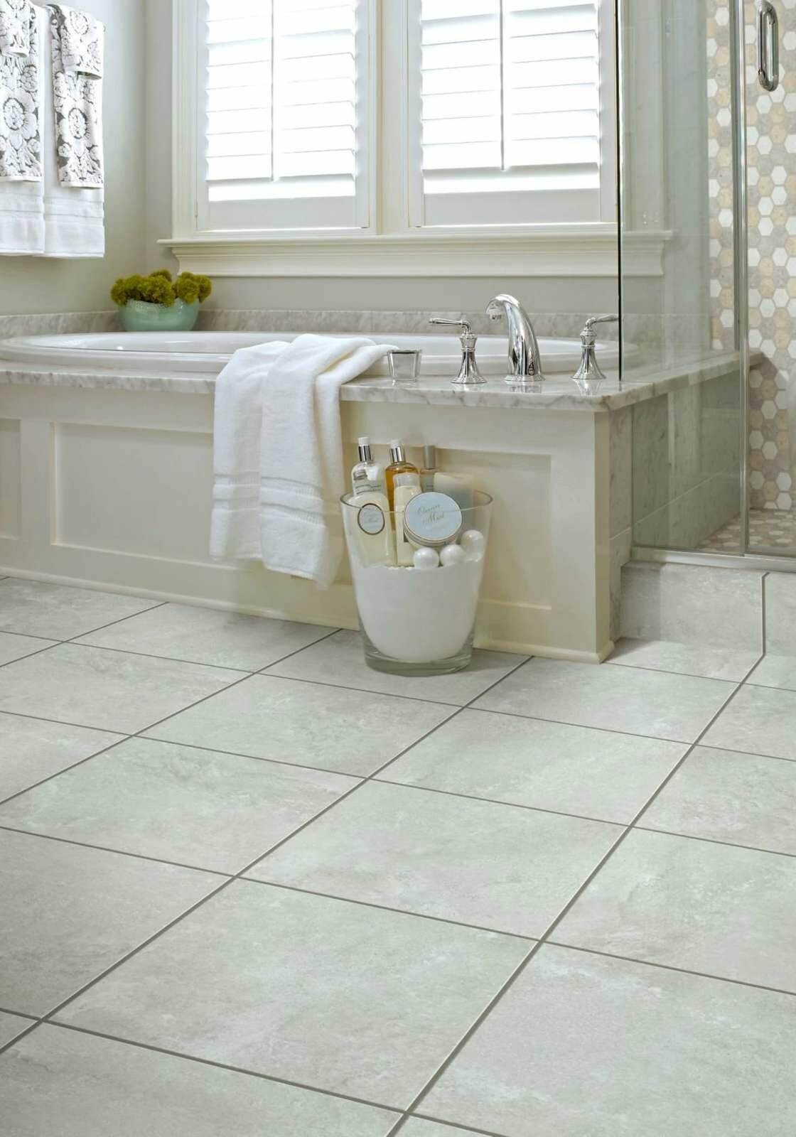Tile Look Vinyl in Bathroom | Roberts Carpet & Fine Floors