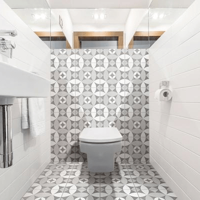 Beautiful bathroom remodel with Emser mosaic tile | Roberts Carpet & Fine Floors